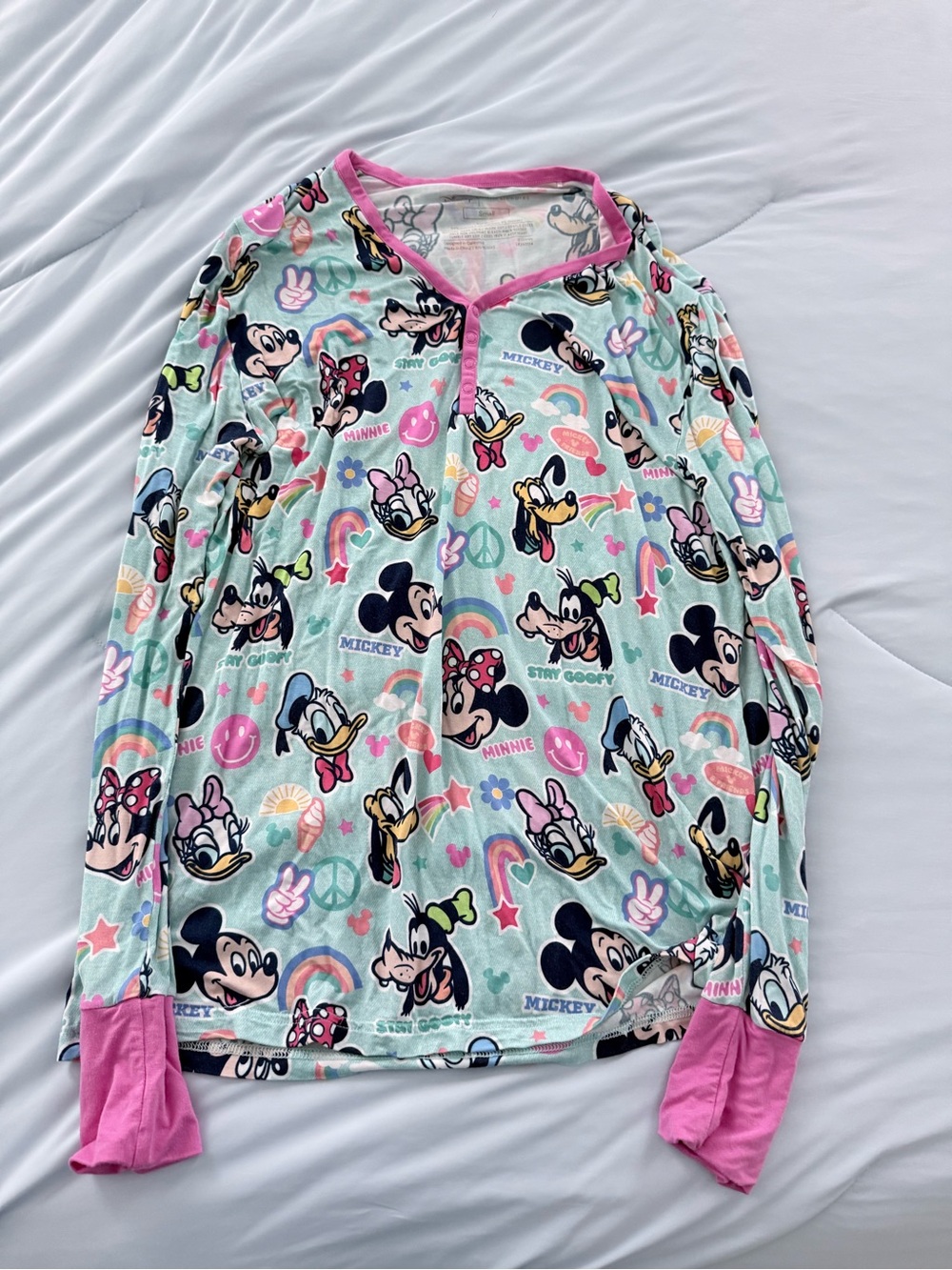 Little Sleepies Disney Women’s Mickey & Friends Long Sleeve Pajama Top - Sz S